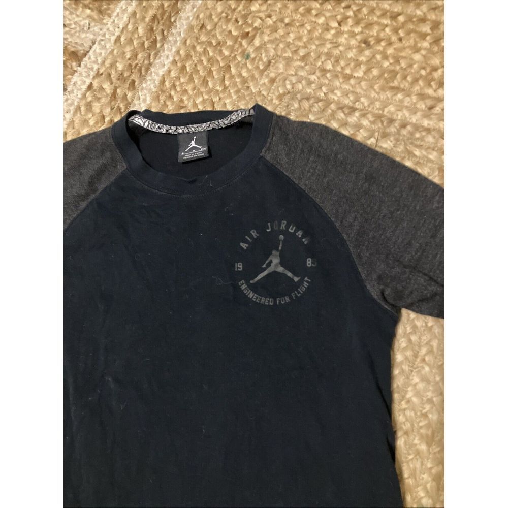 Jordan Brand Mens Long‎ Sleeve Raglan Shirt Black Grey Jumpman 23 Graphic Small